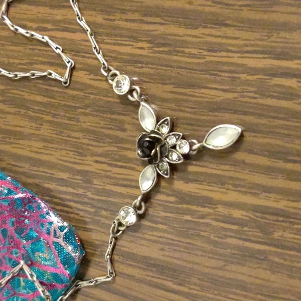 Moonstone & Swarovski Gothic Floral Necklace